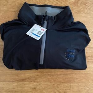 NWT Puma - Golf QuarterZip - Black w/ Grey Siding - “Birdies for the Brave” Logo